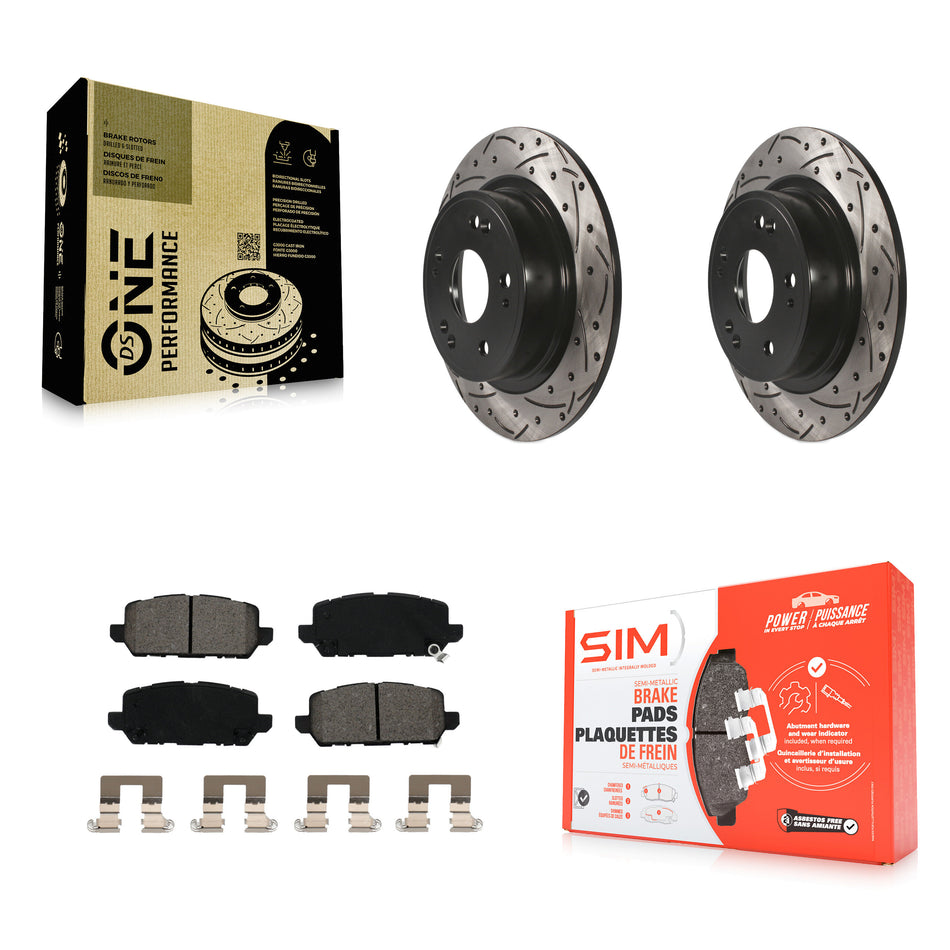 Rear Coated Drilled Slotted Disc Brake Rotors And Semi-Metallic Pads Kit For 2016-2022 Honda HR-V KDS-100505
