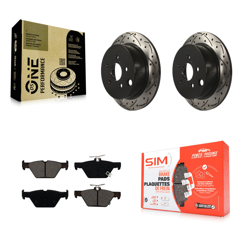 Rear Coated Drilled Slotted Disc Brake Rotors And Semi-Metallic Pads Kit For Subaru Crosstrek KDS-100510
