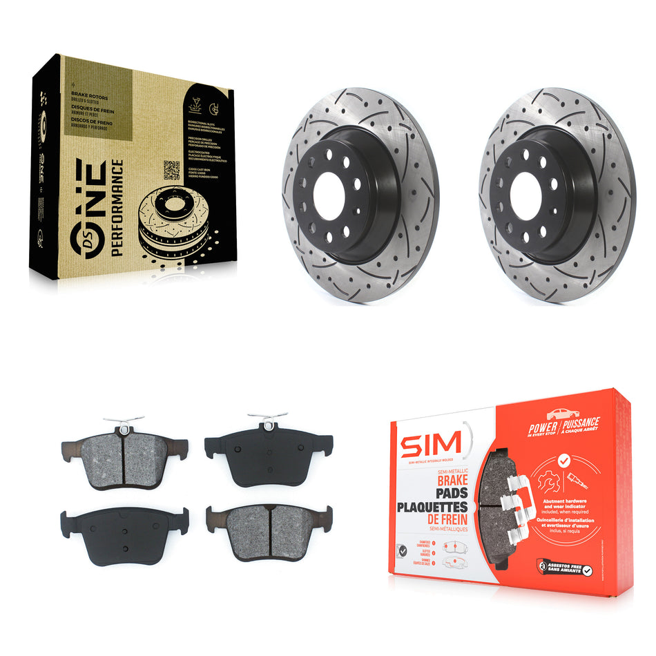 Rear Coated Drilled Slotted Disc Brake Rotors And Semi-Metallic Pads Kit For Volkswagen Tiguan Jetta Audi TT Quattro KDS-100514