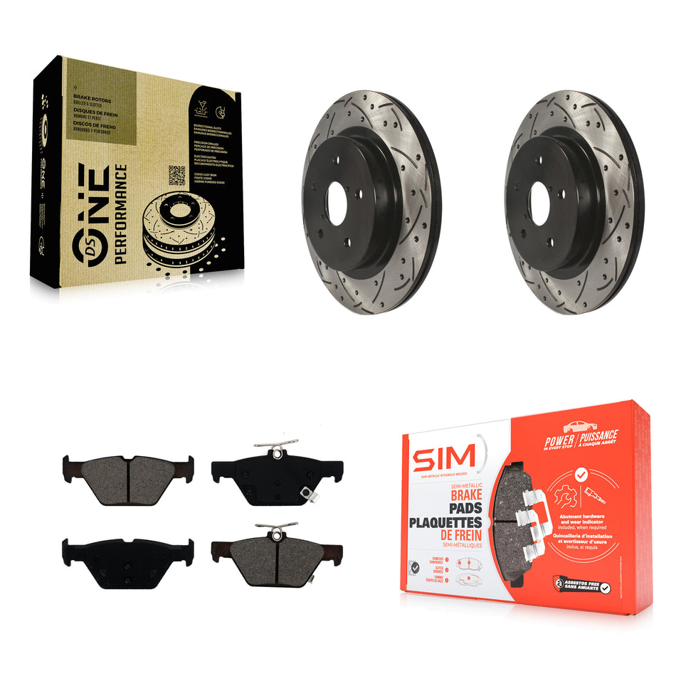 Rear Coated Drilled Slotted Disc Brake Rotors And Semi-Metallic Pads Kit For Subaru Outback Legacy WRX KDS-100516
