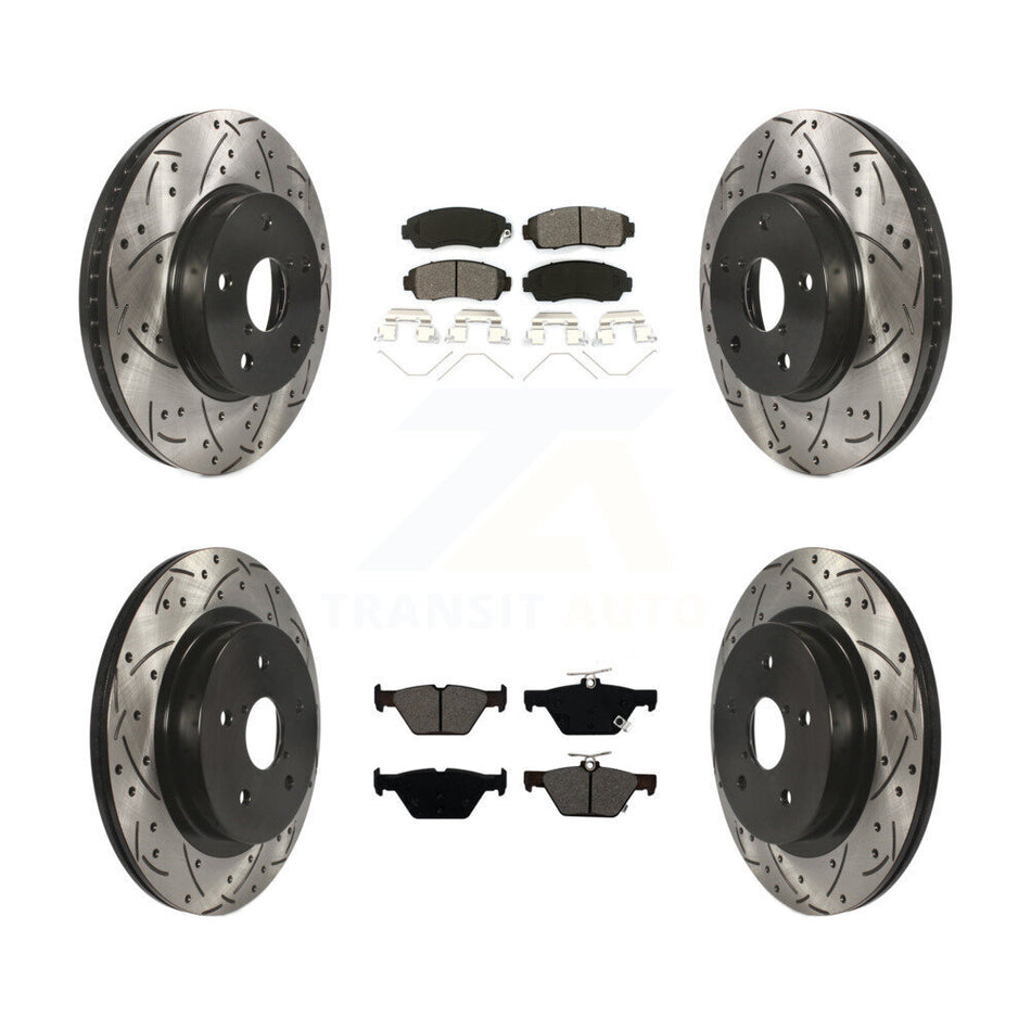 Front Rear Coated Drilled Slotted Disc Brake Rotors And Semi-Metallic Pads Kit For 2016-2019 Subaru Legacy 2.5L KDS-100543