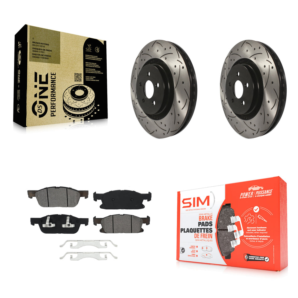 Front Coated Drilled Slotted Disc Brake Rotors And Semi-Metallic Pads Kit For Ford Edge Lincoln MKX Nautilus KDS-100546