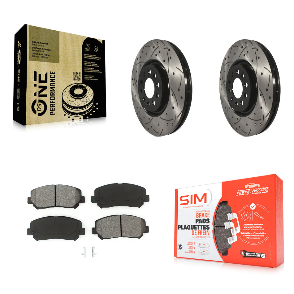 Front Coated Drilled Slotted Disc Brake Rotors And Semi-Metallic Pads Kit For Jeep Cherokee Chrysler 200 KDS-100547