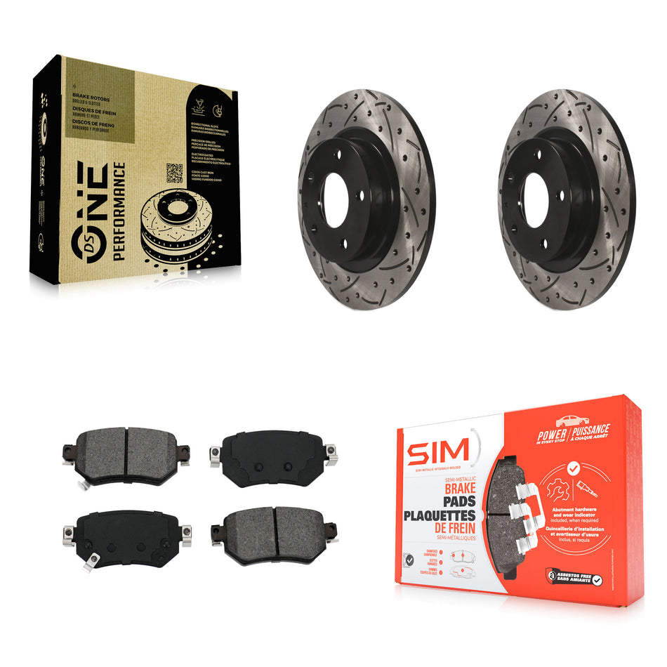 Rear Coated Drilled Slotted Disc Brake Rotors And Semi-Metallic Pads Kit For 2016-2021 Mazda 6 KDS-100551