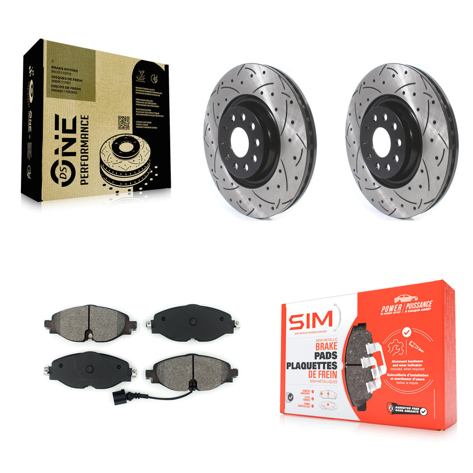 Front Coated Drilled Slotted Disc Brake Rotors And Semi-Metallic Pads Kit For Volkswagen Golf Audi A3 Quattro KDS-100565