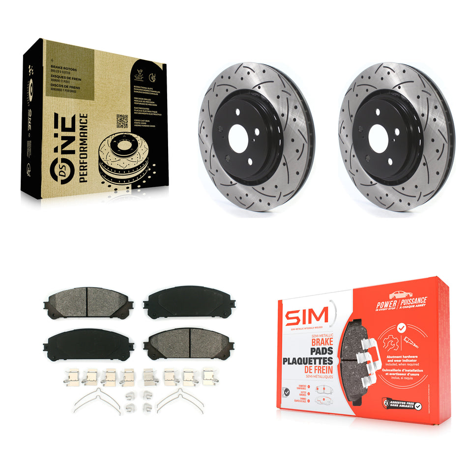 Front Coated Drilled Slotted Disc Brake Rotors And Semi-Metallic Pads Kit For Lexus RX350 RX450h Toyota RX350L Camry RX450hL Avalon NX250 NX350 NX350h KDS-100570