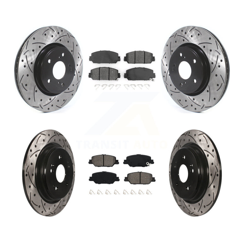 Front Rear Coated Drilled Slotted Disc Brake Rotors And Semi-Metallic Pads Kit For Honda CR-V KDS-100585