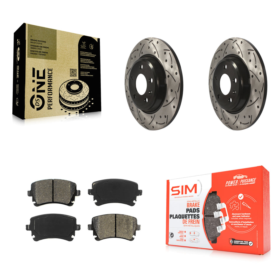 Rear Coated Drilled Slotted Disc Brake Rotors And Semi-Metallic Pads Kit For Audi Q5 A4 allroad KDS-100591