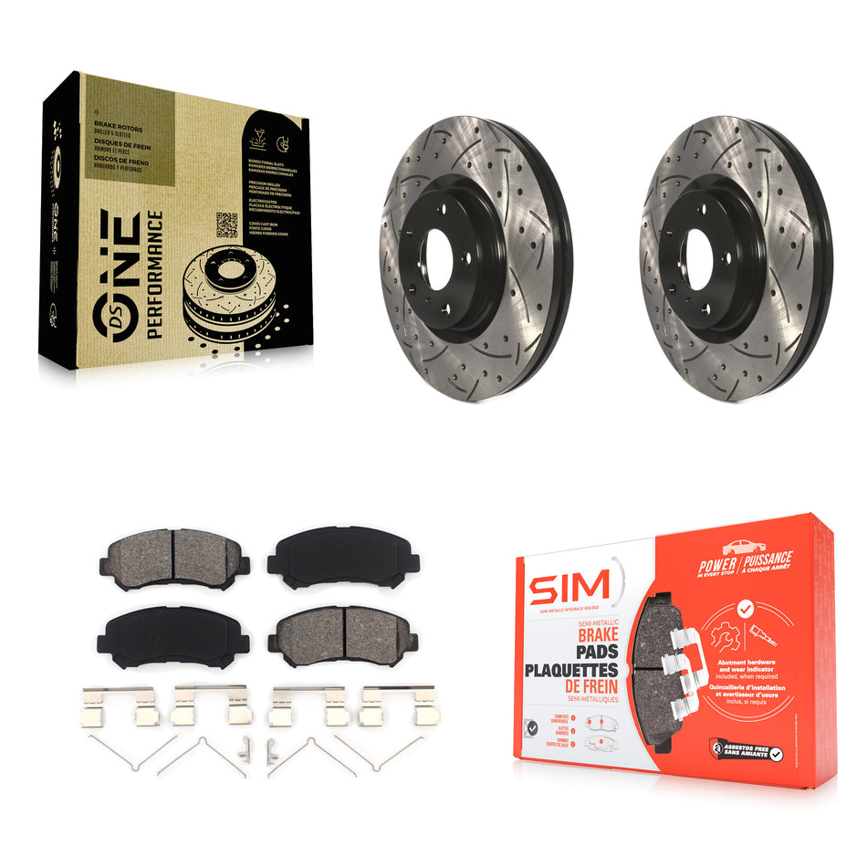 Front Coated Drilled Slotted Disc Brake Rotors And Semi-Metallic Pads Kit For Nissan Maxima KDS-100602