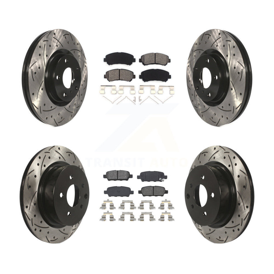 Front Rear Coated Drilled Slotted Disc Brake Rotors And Semi-Metallic Pads Kit For Nissan Maxima KDS-100604