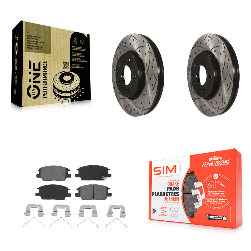 Front Coated Drilled Slotted Disc Brake Rotors And Semi-Metallic Pads Kit For Chevrolet Equinox Malibu GMC Terrain Buick LaCrosse Regal Sportback TourX KDS-100607