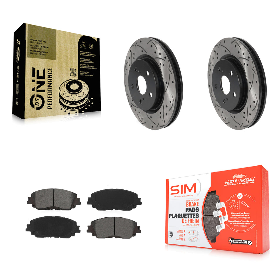 Front Coated Drilled Slotted Disc Brake Rotors And Semi-Metallic Pads Kit For Toyota Camry RAV4 Lexus ES350 Avalon ES300h UX250h UX200 C-HR ES250 Venza KDS-100622