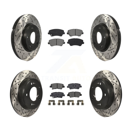 Front Rear Drilled Slot Brake Rotor Semi-Metallic Pad Kit For Kia Forte Hyundai Forte5 GT KDS-100634