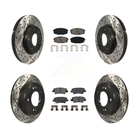 Front Rear Drilled Slot Brake Rotor Semi-Metallic Pad Kit For Kia Hyundai Forte Kona Soul KDS-100636