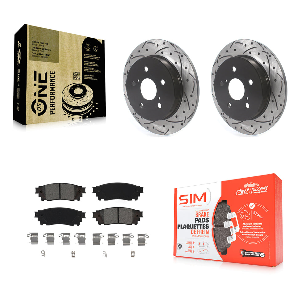 Rear Coated Drill Slot Disc Brake Rotors Semi-Metallic Pad Kit For Toyota Camry RAV4 Lexus NX200t C-HR NX300 ES350 Avalon NX300h ES300h UX250h UX200 ES250 Venza Corolla Cross KDS-100655