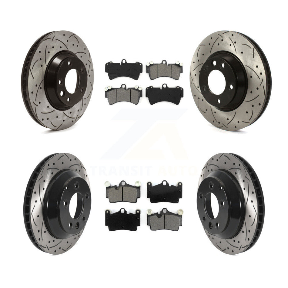 Front Rear Disc Brake Rotors And Semi-Metallic Pads Kit (6Pc) For Audi Q7 Volkswagen Touareg KDS-100661