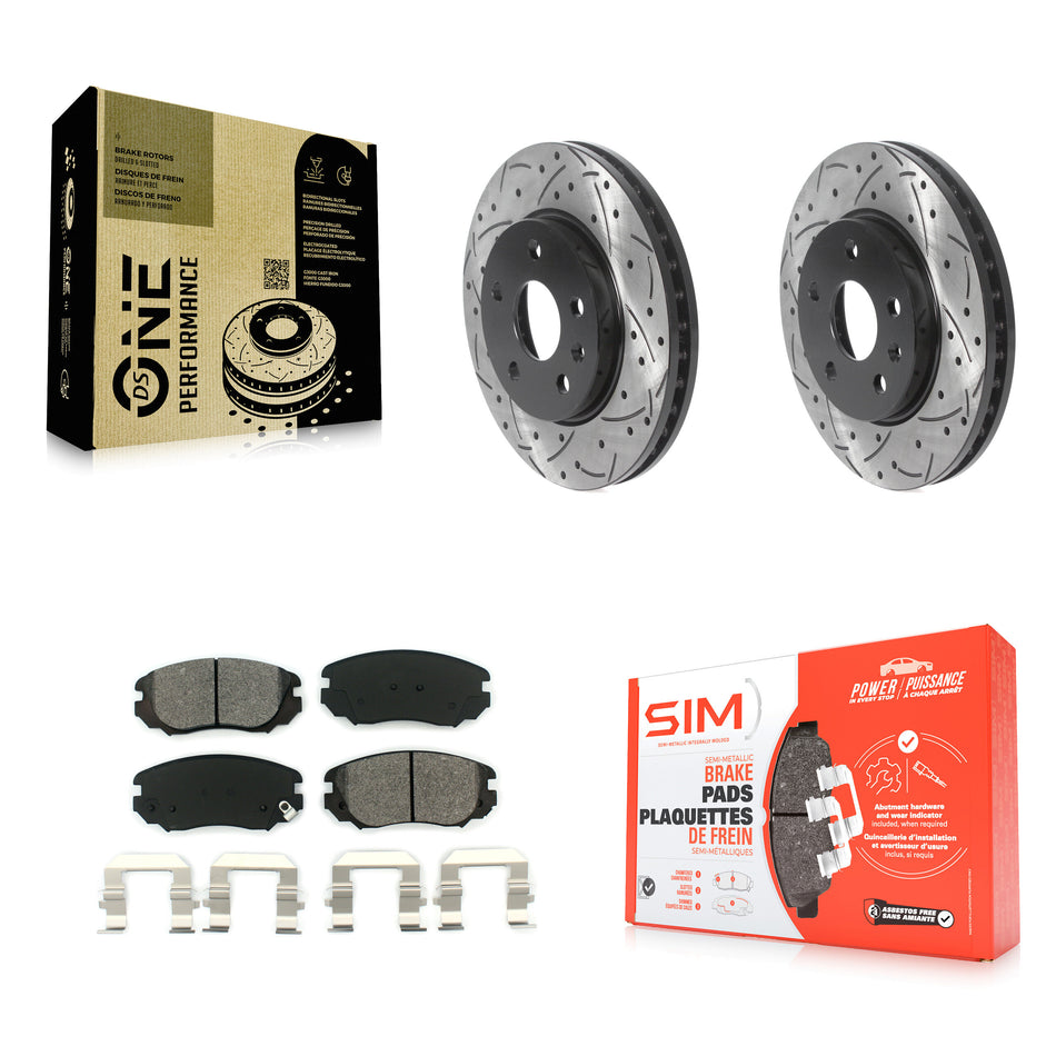 Front Coated Drilled Slotted Disc Brake Rotors And Semi-Metallic Pads Kit For Chevrolet Malibu Buick LaCrosse Regal Limited KDS-100663