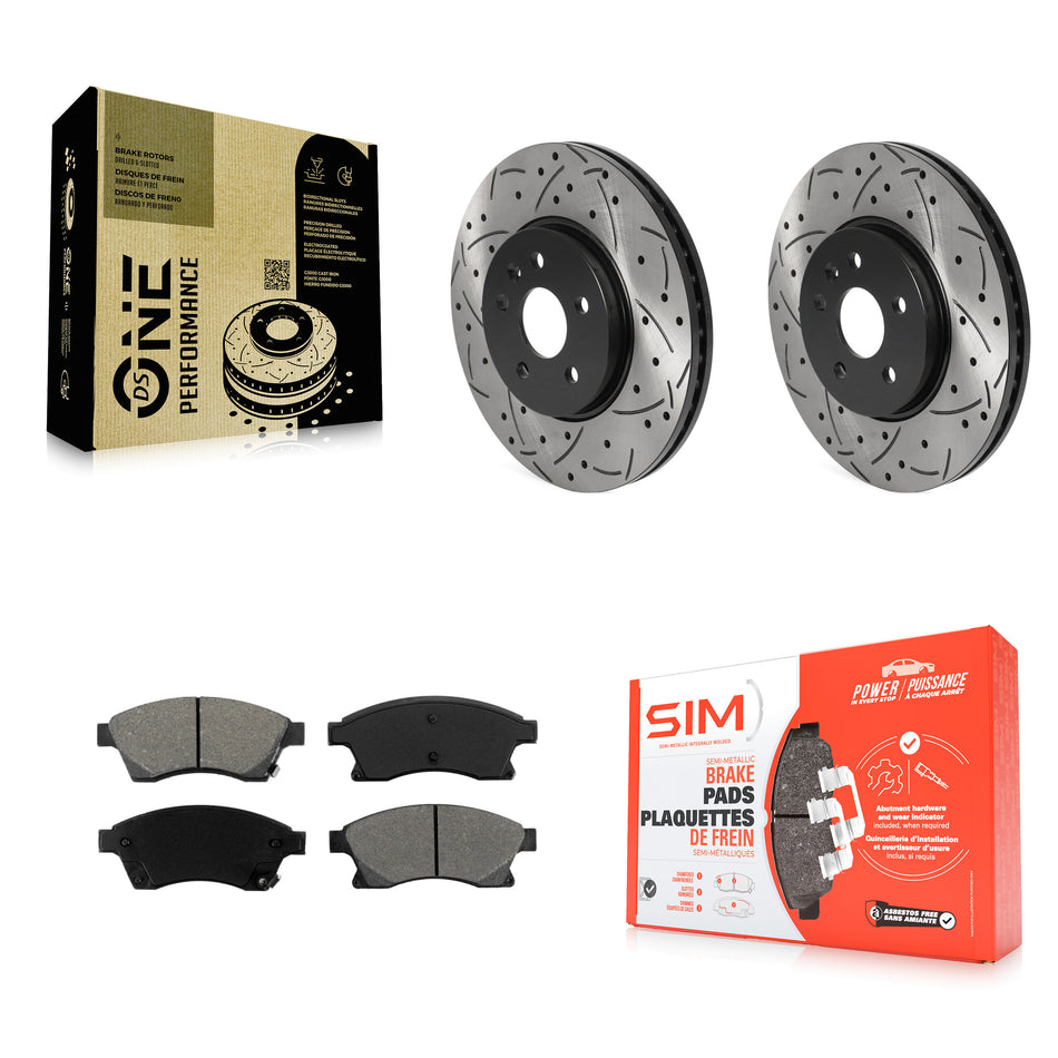 Front Coated Drilled Slotted Disc Brake Rotors And Semi-Metallic Pads Kit For Chevrolet Buick Encore Trax Sonic KDS-100664