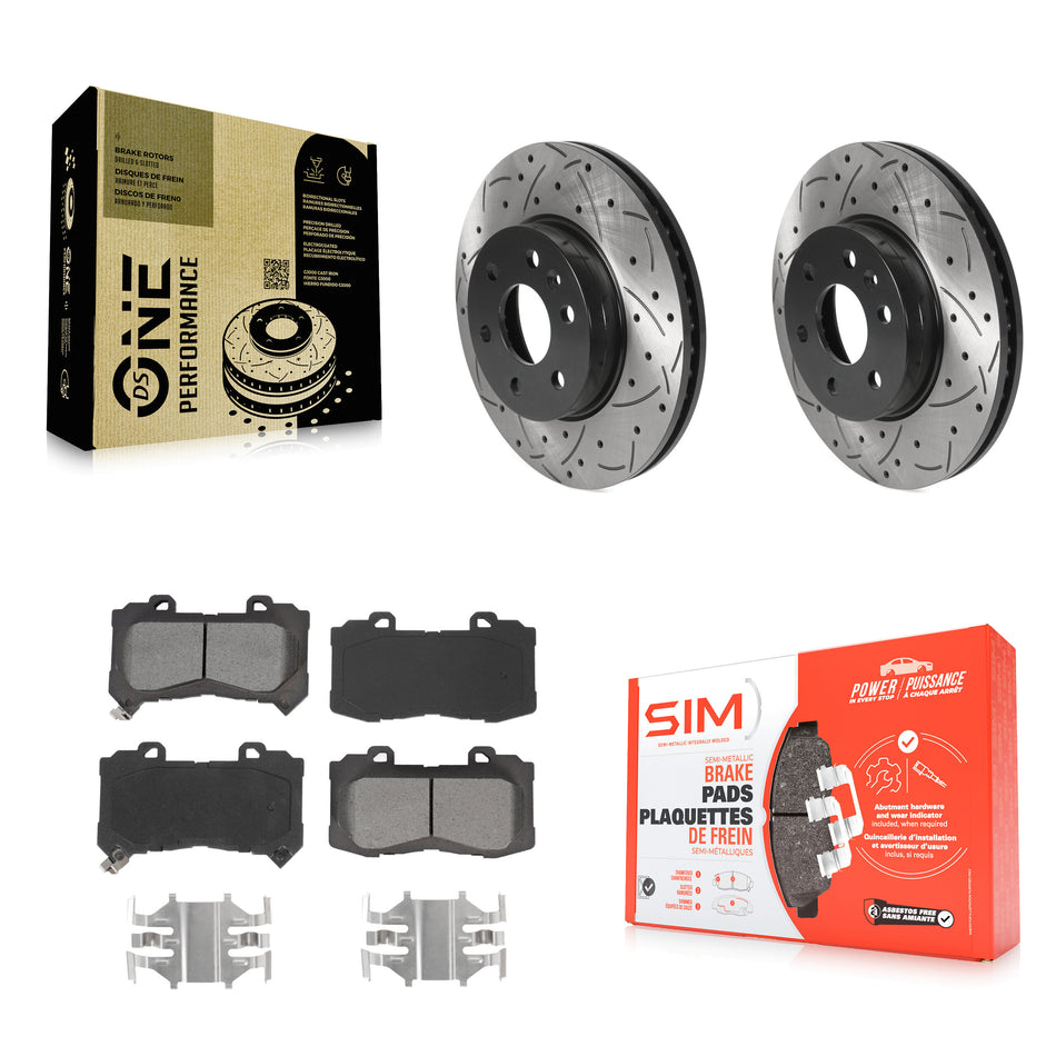 Front Coated Drilled Slotted Disc Brake Rotors And Semi-Metallic Pads Kit For 2015-2020 Chevrolet Colorado GMC Canyon KDS-100665