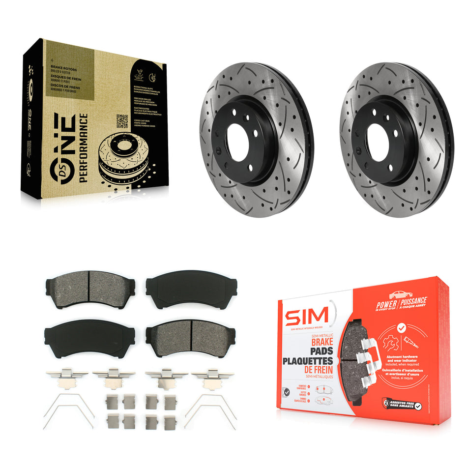 Front Coated Drilled Slotted Disc Brake Rotors And Semi-Metallic Pads Kit For Ford Fusion Mazda 6 Lincoln MKZ Mercury Milan Zephyr KDS-100667