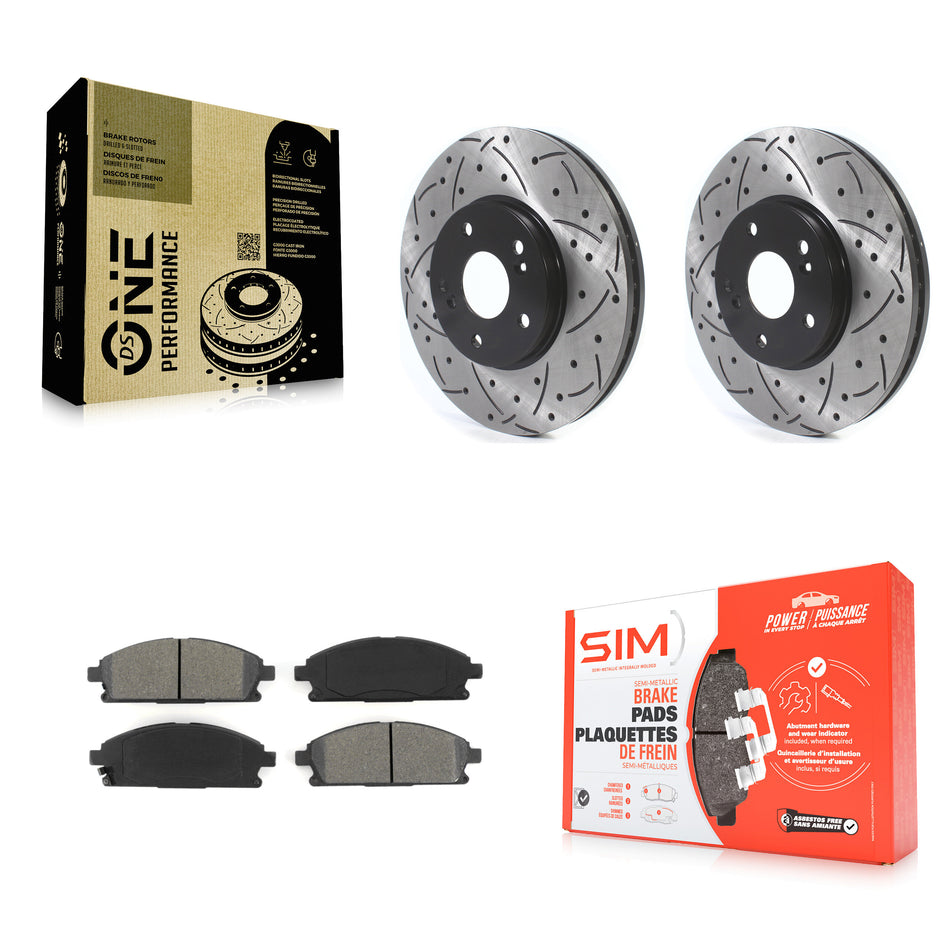 Front Coated Drilled Slotted Disc Brake Rotors And Semi-Metallic Pads Kit For 2003-2006 Acura MDX KDS-100672