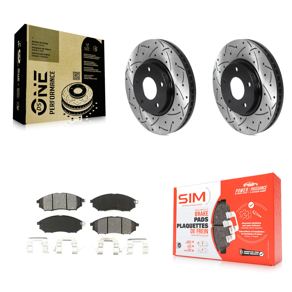 Front Coated Drilled Slotted Disc Brake Rotors And Semi-Metallic Pads Kit For Infiniti Q45 M45 INFINITI KDS-100678