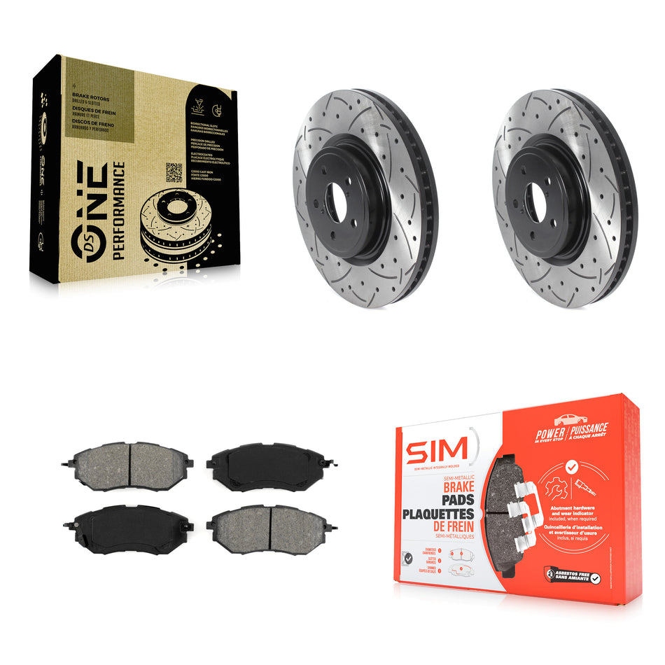 Front Coated Drilled Slotted Disc Brake Rotors And Semi-Metallic Pads Kit For Subaru Forester Outback Legacy KDS-100679