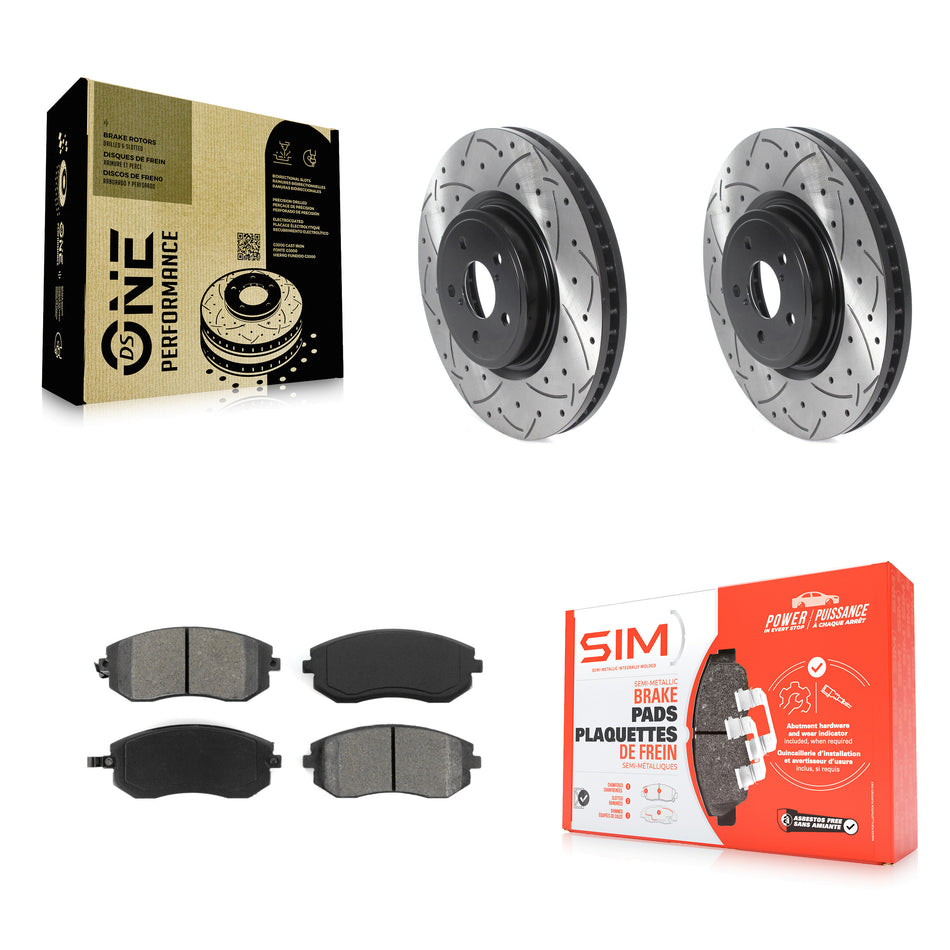 Front Coated Drilled Slotted Disc Brake Rotors And Semi-Metallic Pads Kit For Subaru Legacy KDS-100680
