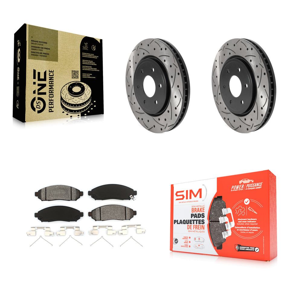 Front Coated Drilled Slotted Disc Brake Rotors And Semi-Metallic Pads Kit For Nissan Frontier Pathfinder Xterra Suzuki Equator KDS-100681