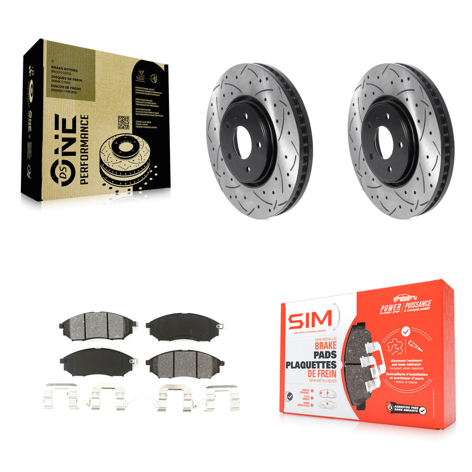 Front Coated Drilled Slotted Disc Brake Rotors And Semi-Metallic Pads Kit For Infiniti FX35 FX37 QX70 FX45 INFINITI KDS-100683