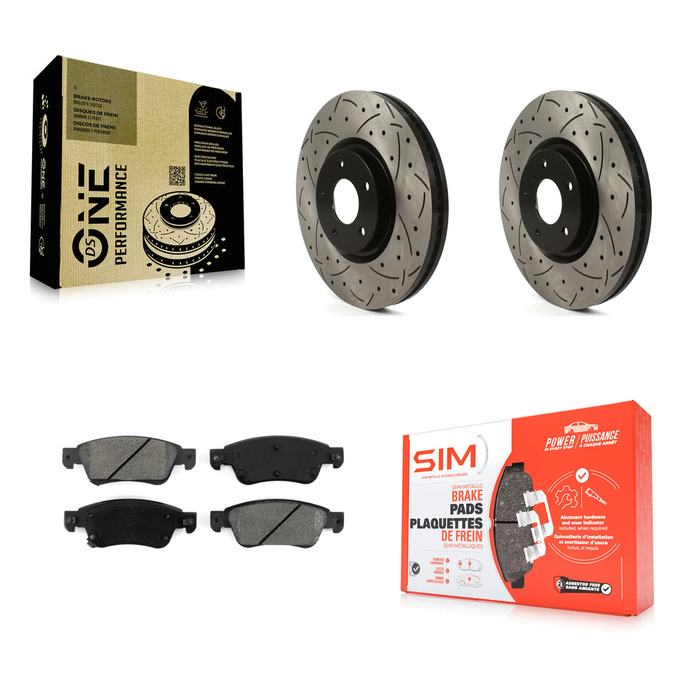 Front Coated Drilled Slotted Disc Brake Rotors And Semi-Metallic Pads Kit For Infiniti G37 G35 Q60 INFINITI KDS-100684