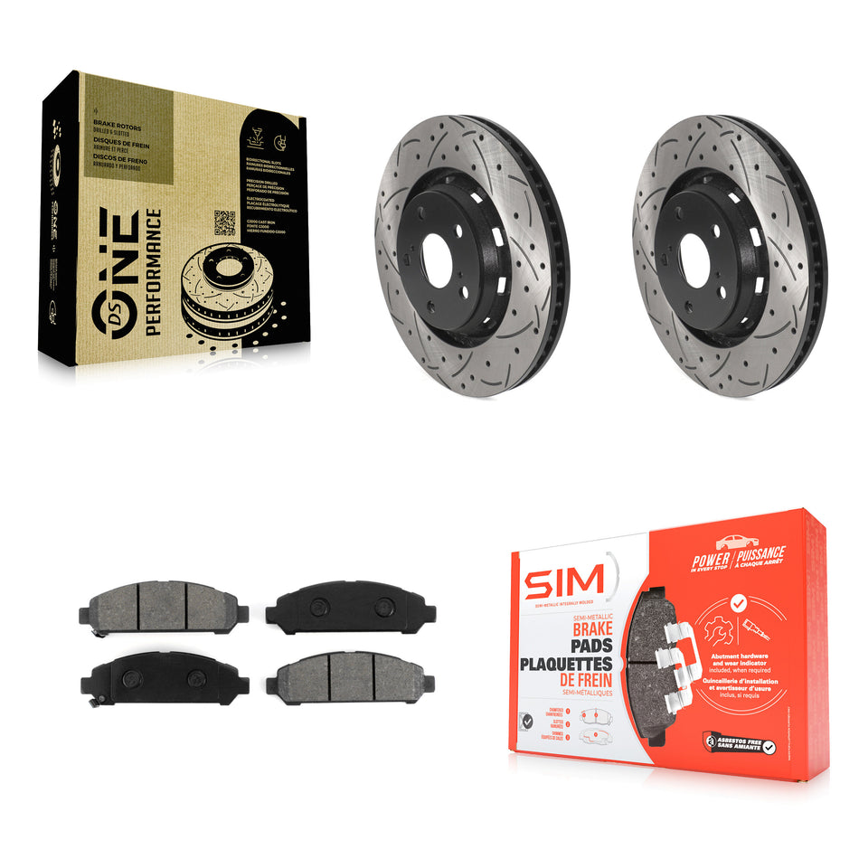 Front Coated Drilled Slotted Disc Brake Rotors And Semi-Metallic Pads Kit For 2009-2016 Toyota Venza KDS-100690