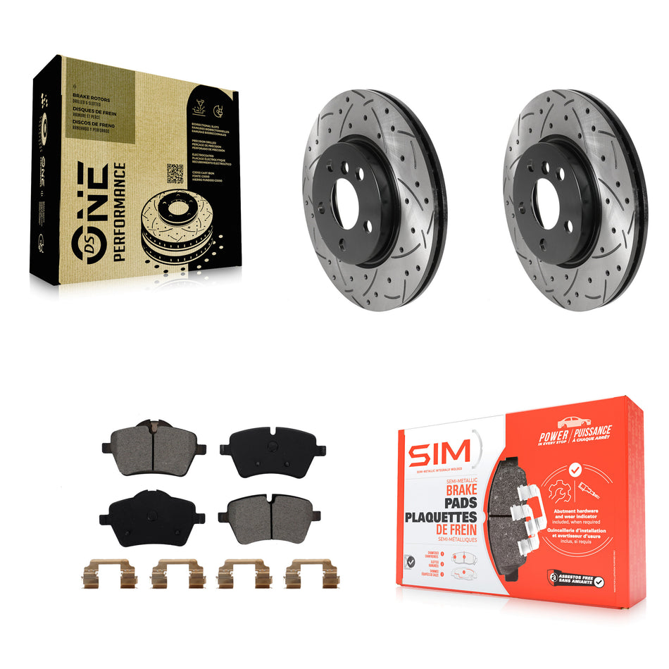 Front Coated Drilled Slotted Disc Brake Rotors And Semi-Metallic Pads Kit For Mini Cooper KDS-100702
