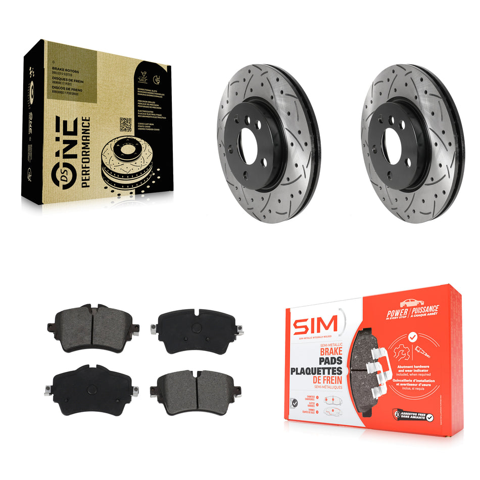 Front Coated Drilled Slotted Disc Brake Rotors And Semi-Metallic Pads Kit For Mini Cooper Clubman KDS-100703