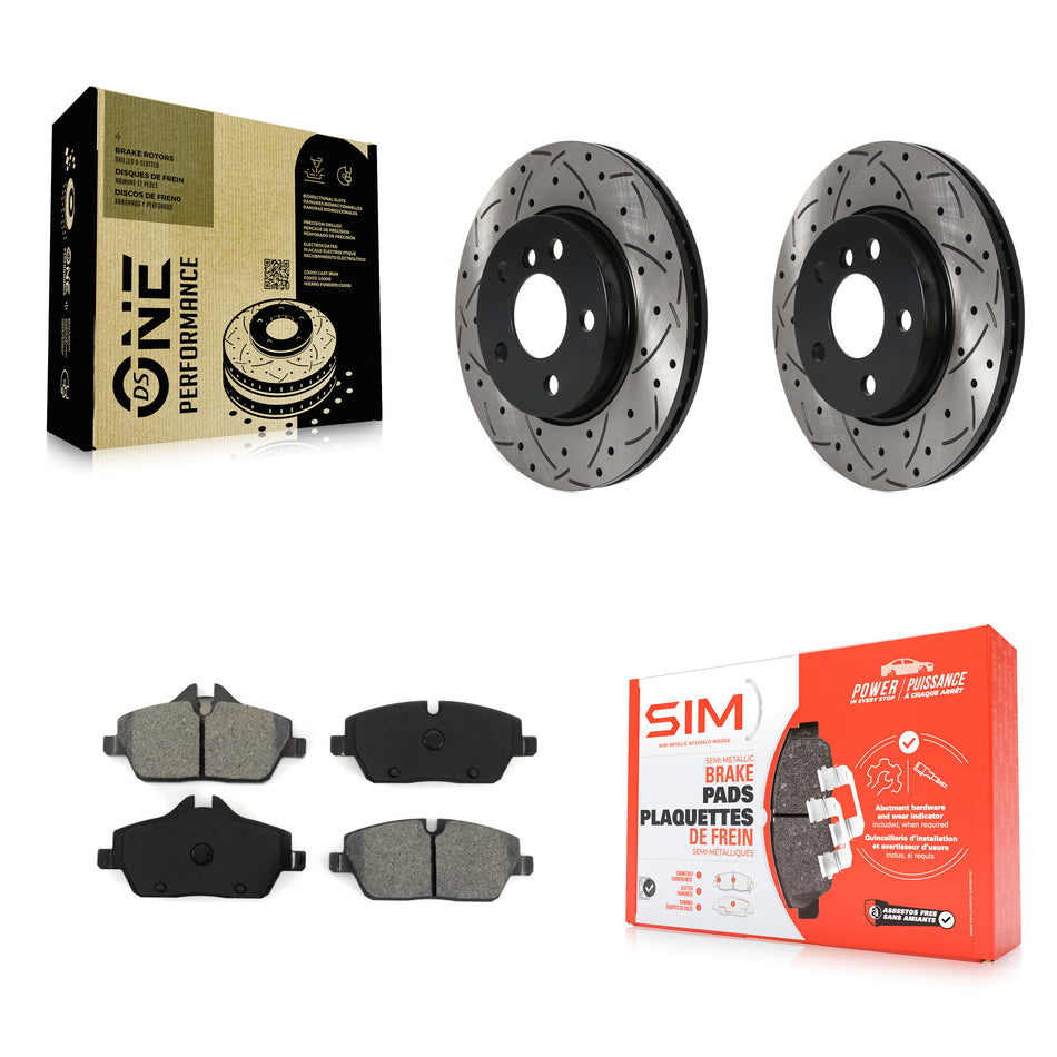 Front Coated Drilled Slotted Disc Brake Rotors And Semi-Metallic Pads Kit For Mini Cooper KDS-100704