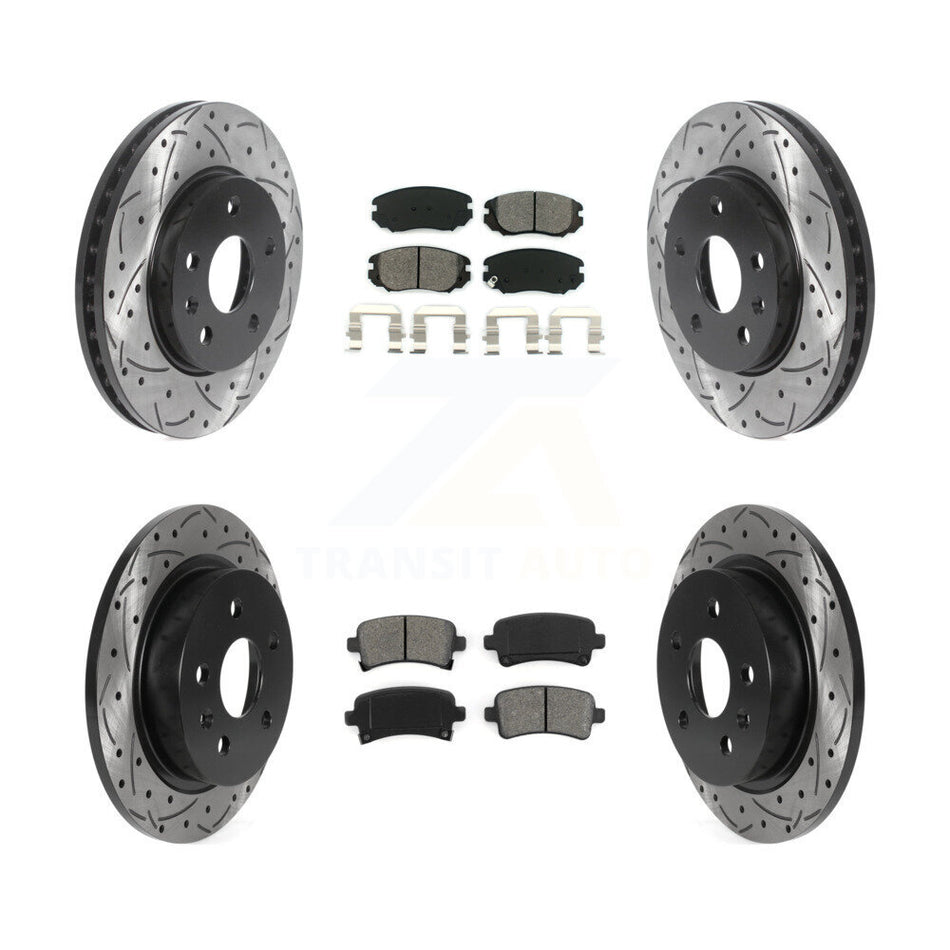 Front Rear Coated Drilled Slotted Disc Brake Rotors And Semi-Metallic Pads Kit For Chevrolet Malibu Limited KDS-100706