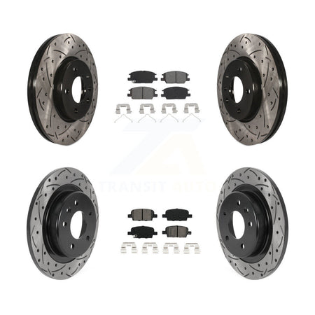 Front Rear Coated Drill Slot Disc Brake Rotors Semi-Metallic Pad Kit For Chevrolet Malibu KDS-100708