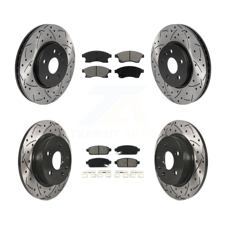 Front Rear Coated Drilled Slotted Disc Brake Rotors And Semi-Metallic Pads Kit For Chevrolet Buick Encore Trax Sonic KDS-100709