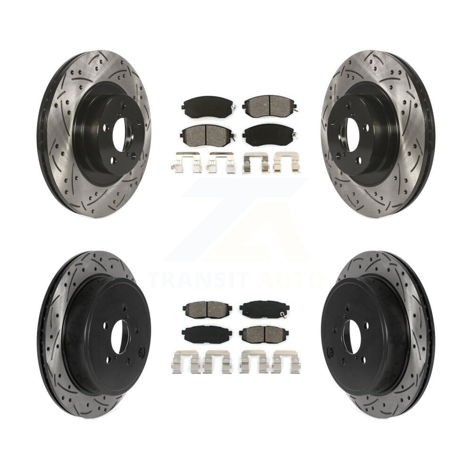Front Rear Coated Drilled Slotted Disc Brake Rotors And Semi-Metallic Pads Kit For Toyota 86 KDS-100725