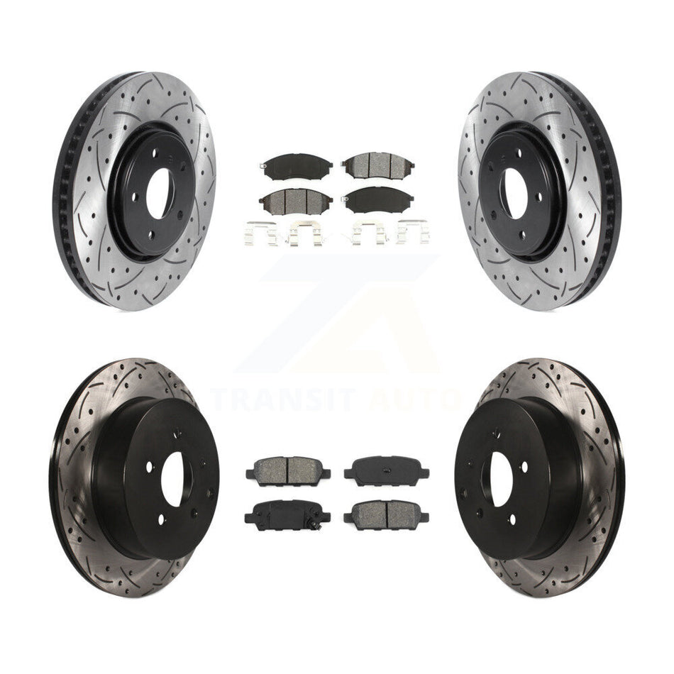 Front Rear Coated Drilled Slotted Disc Brake Rotors And Semi-Metallic Pads Kit For Infiniti FX35 FX37 QX70 FX45 INFINITI KDS-100736