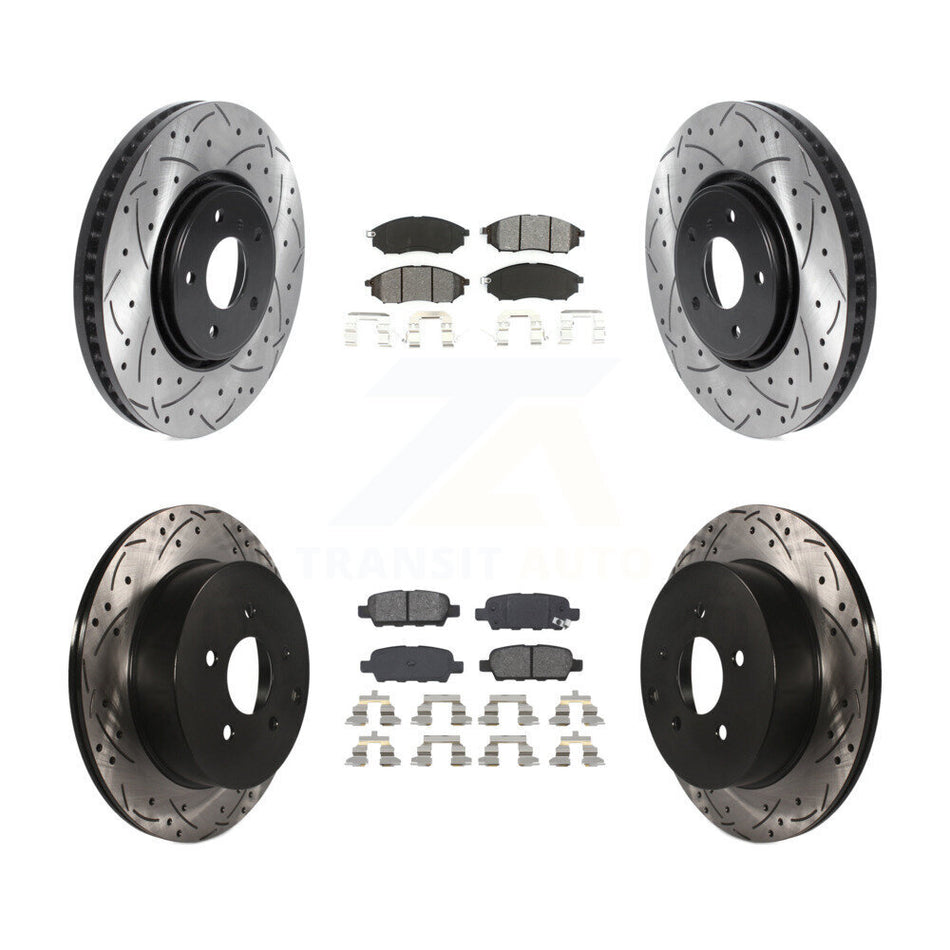 Front Rear Coated Drilled Slotted Disc Brake Rotors And Semi-Metallic Pads Kit For Infiniti FX35 FX37 QX70 FX45 INFINITI KDS-100736