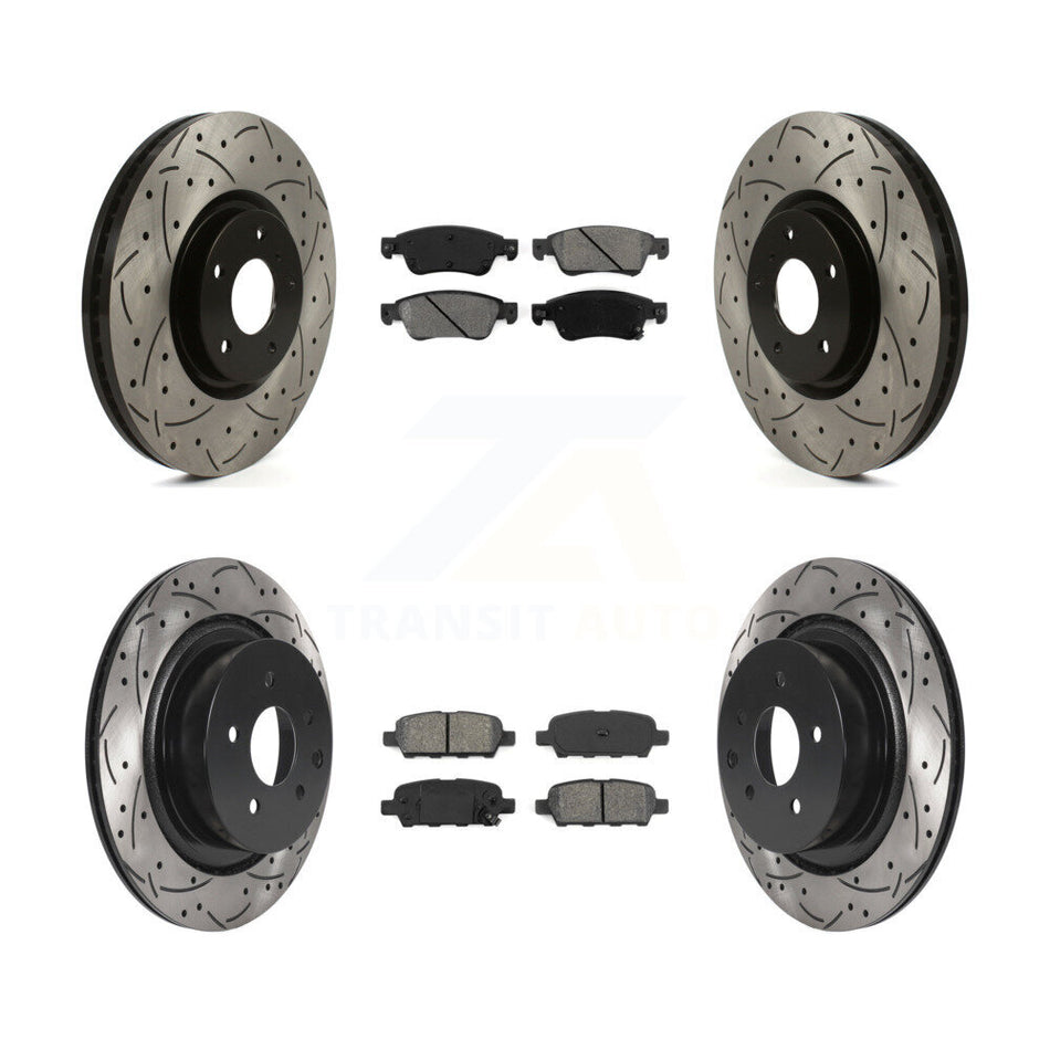 Front Rear Coated Drilled Slotted Disc Brake Rotors And Semi-Metallic Pads Kit For Infiniti G37 G35 Q60 INFINITI KDS-100737