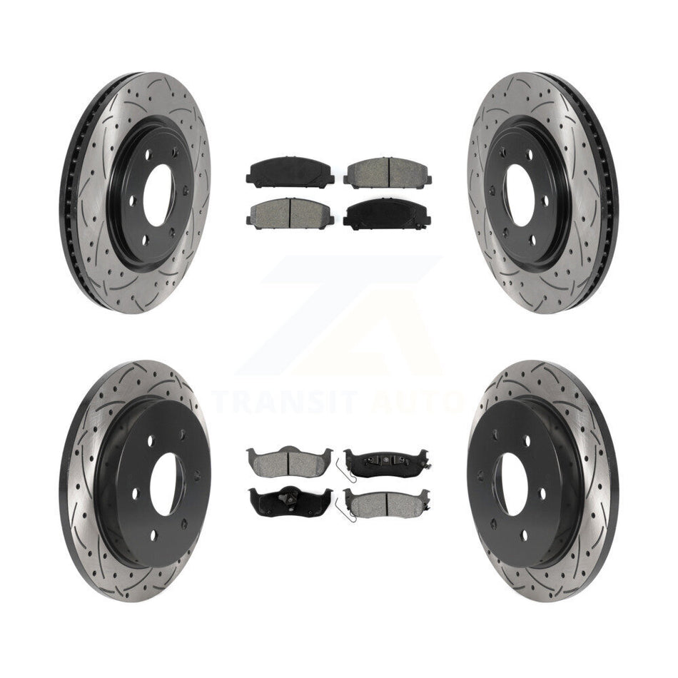 Front Rear Coated Drilled Slotted Disc Brake Rotors And Semi-Metallic Pads Kit For Nissan Titan Armada Infiniti QX56 INFINITI TITAN KDS-100740
