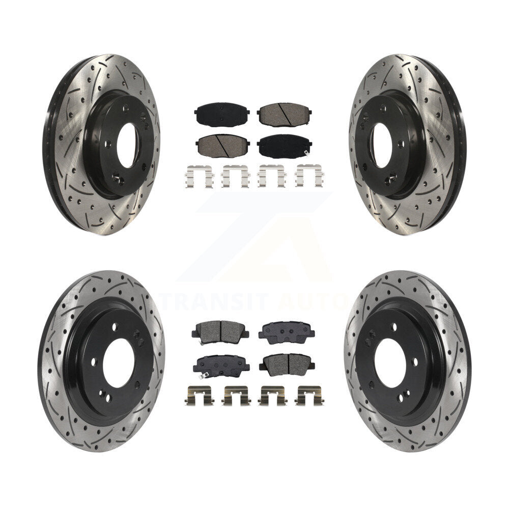 Front Rear Drill Slot Brake Rotor Semi-Metallic Pad Kit For Kia Forte5 Hyundai Elantra GT KDS-100750