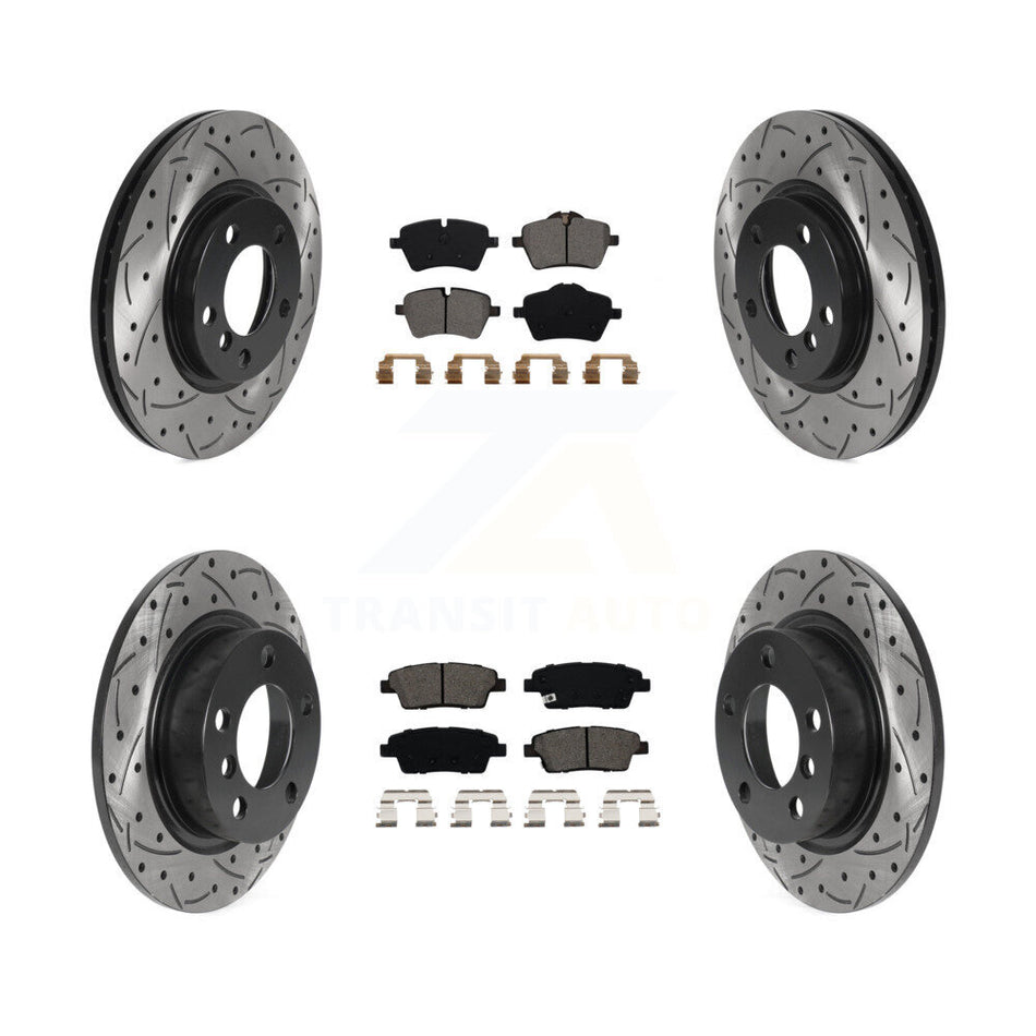 Front Rear Coated Drilled Slotted Disc Brake Rotors And Semi-Metallic Pads Kit For Mini Cooper Countryman Paceman KDS-100763