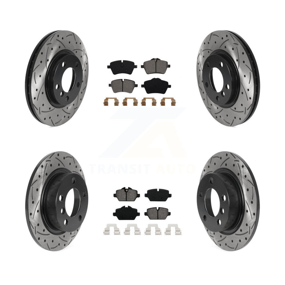 Front Rear Coated Drilled Slotted Disc Brake Rotors And Semi-Metallic Pads Kit For Mini Cooper Countryman Paceman KDS-100764
