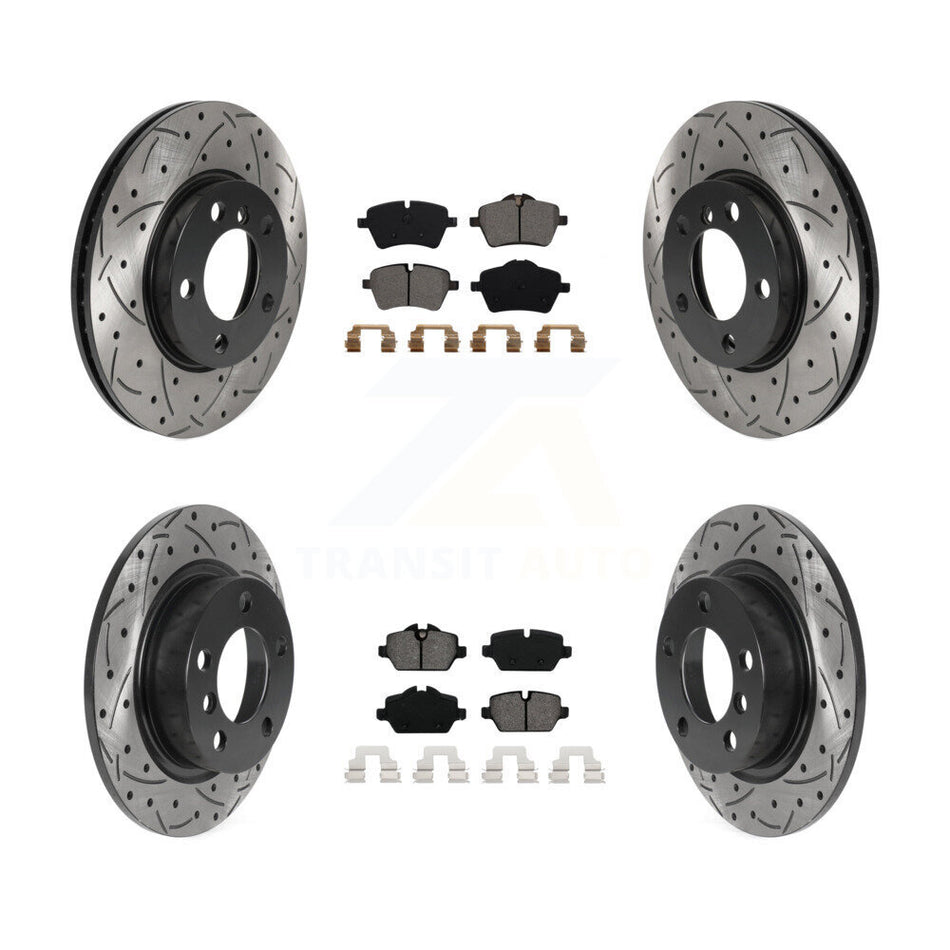 Front Rear Coated Drilled Slotted Disc Brake Rotors And Semi-Metallic Pads Kit For Mini Cooper Countryman Paceman KDS-100766