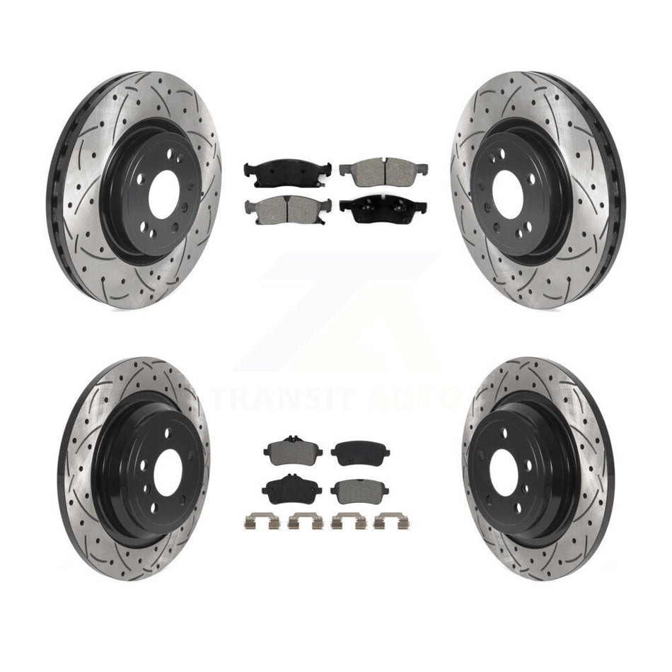 Front Rear Coated Drilled Slotted Disc Brake Rotors And Semi-Metallic Pads Kit For Mercedes-Benz ML350 GLE350 ML250 GLE300d KDS-100768