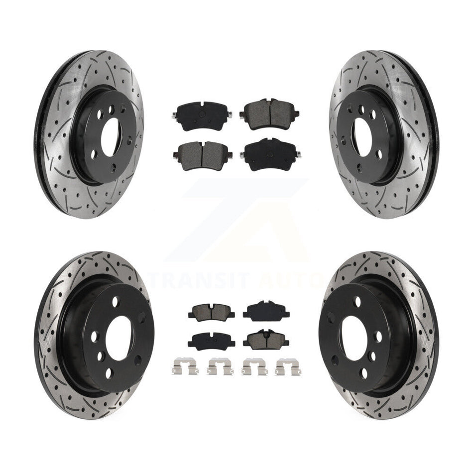 Front Rear Coated Drilled Slotted Disc Brake Rotors And Semi-Metallic Pads Kit For Mini Cooper KDS-100773