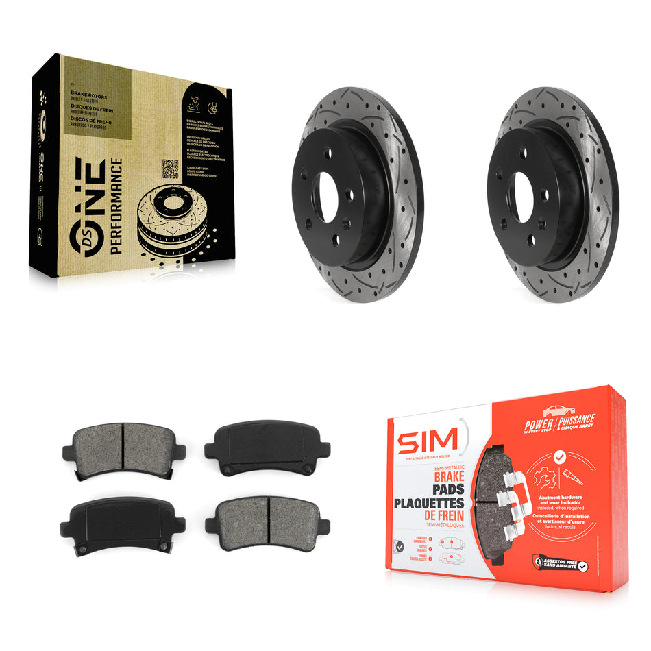 Rear Coated Drilled Slotted Disc Brake Rotors And Semi-Metallic Pads Kit For Chevrolet Malibu Buick LaCrosse Regal Limited KDS-100782